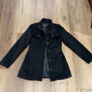 Women’s black dress coat.
